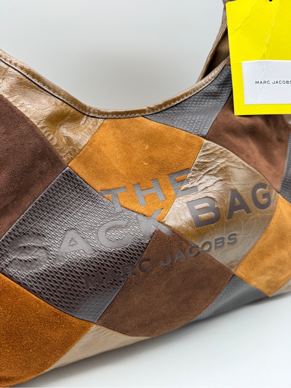 MARC JACOBS The Suede Patchwork Sack large hobo shoulder bag + Dust bag BROWN - Picture 9 of 16